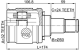 0111-ACV51LH - INNER CV JOINT LEFT 32X50X24
