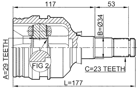 0111-AE100 - INNER CV JOINT 29X34X23