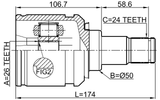 0111-AGV10LH - INNER CV JOINT LEFT 26X50X24