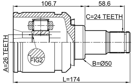 0111-AGV10LH - INNER CV JOINT LEFT 26X50X24