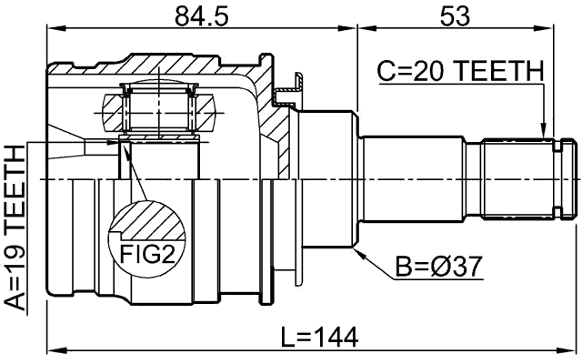 0111-ALA49R - REAR INNER CV JOINT 19X37X20