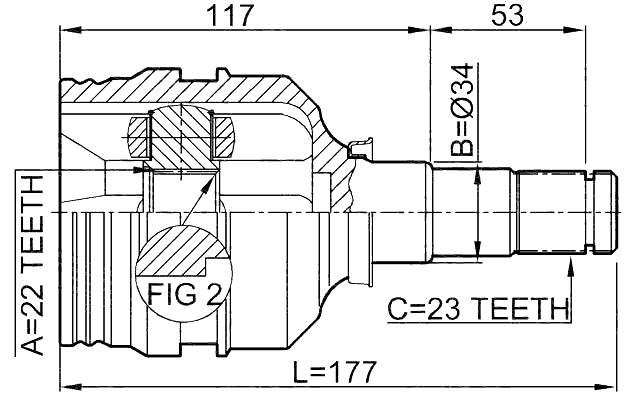 0111-AV220 - INNER CV JOINT 22X34X23