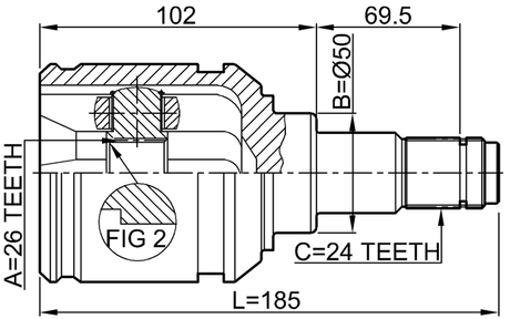 0111-AZT251LH - INNER CV JOINT LEFT 26X50X24