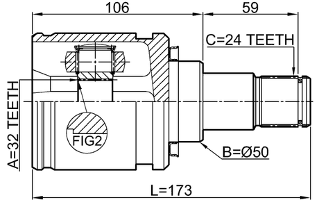 0111-CDT220LH - INNER CV JOINT LEFT 32X50X24