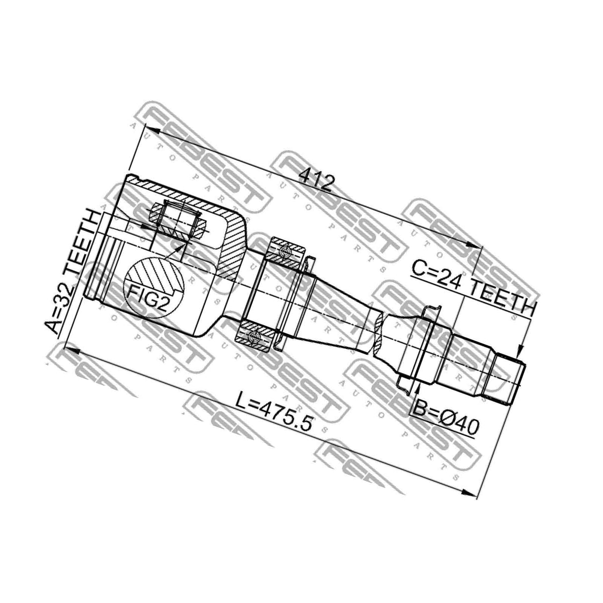 0111-CDT220RH - INNER CV JOINT RIGHT 32X40X24 Cv Joints, Inner Cv Joints