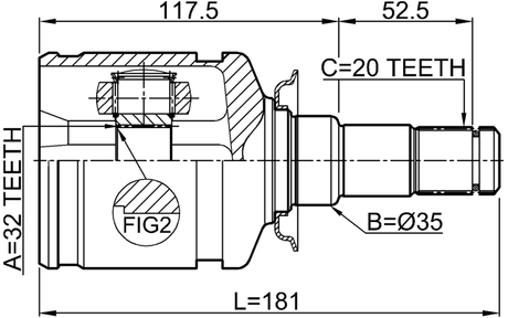 0111-CT220LH - INNER CV JOINT LEFT 32X35X20