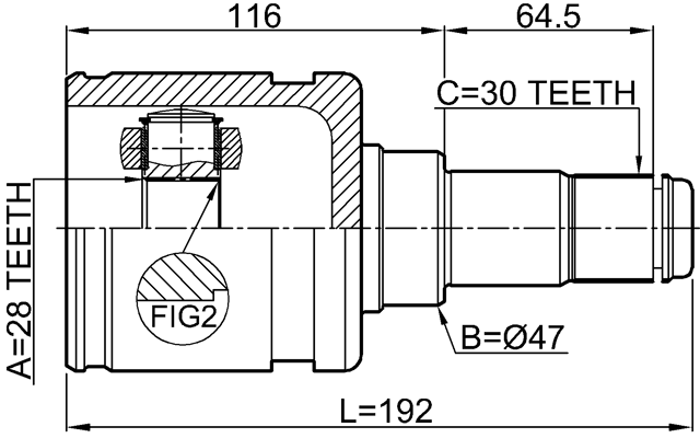 0111-GGN155F - INNER CV JOINT 28X47X30