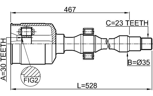 0111-GRX125RH - INNER CV JOINT RIGHT 30X35X23