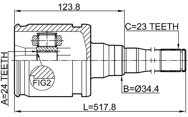0111-GSU40RH - INNER CV JOINT RIGHT 24X34.4X23