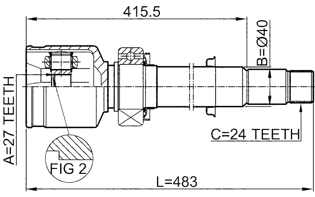 0111-GSV40RH - INNER CV JOINT RIGHT 27X40X24