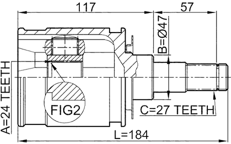 0111-KDJ95 - INNER CV JOINT 24X47X27