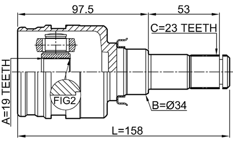 0111-KSP130 - INNER CV JOINT 19X34X23