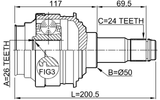 0111-MCX20LH - INNER CV JOINT LEFT 26X50X24