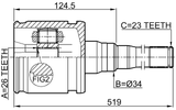 0111-MCX20RH - INNER CV JOINT RIGHT 26X28X23