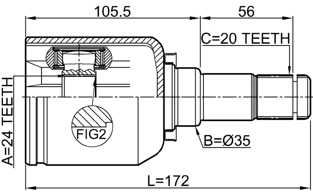 0111-NDE120LH - INNER CV JOINT LEFT 24X35X20