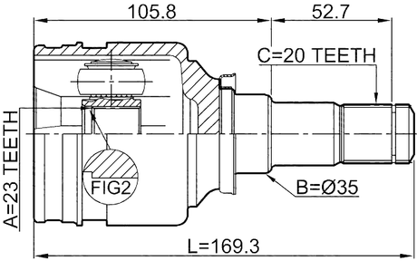 0111-NHW20RH - INNER CV JOINT RIGHT 23X35X20