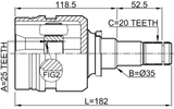 0111-NZE140 - INNER CV JOINT LEFT 25X35X20