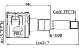 0111-ST215RH - INNER CV JOINT RIGHT 25X36X20