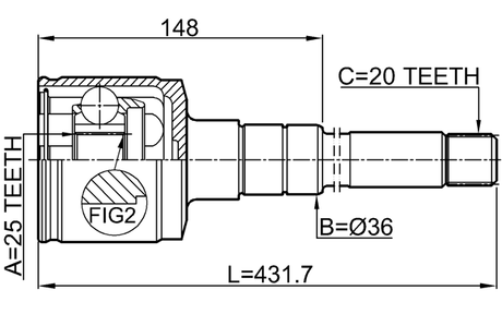 0111-ST215RH - INNER CV JOINT RIGHT 25X36X20