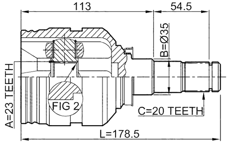 0111-ST220LH - INNER CV JOINT LEFT 23X35X20