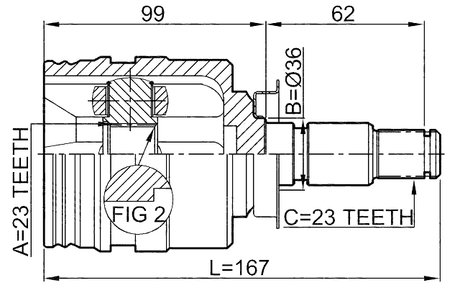 0111-SXA10RH - INNER CV JOINT RIGHT 23X36X23