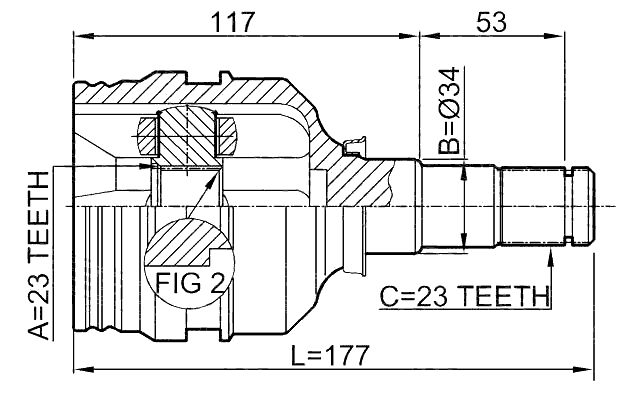 0111-ZZE120 - INNER CV JOINT 23X34X23