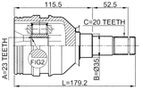 0111-ZZT250 - INNER CV JOINT 23X35X20