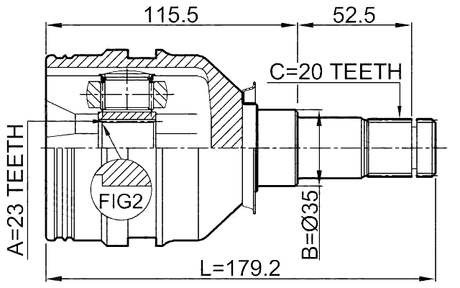 0111-ZZT250 - INNER CV JOINT 23X35X20