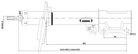 01110-003RL - SHOCK ABSORBER REAR LEFT GAS.TWIN TUBE