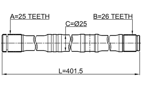 0112-AZT250LH - AXLE HALF SHAFT LEFT 26X402X25
