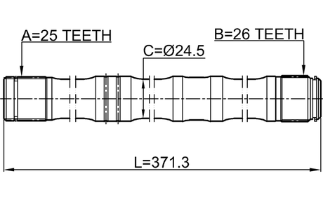 0112-AZT251LH - AXLE HALF SHAFT LEFT 26X370.5X25