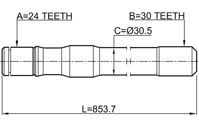 0112-HZJ79LH - AXLE HALF SHAFT LEFT 30X854X24