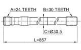 0112-LC80LH - AXLE HALF SHAFT LEFT 30X857X24