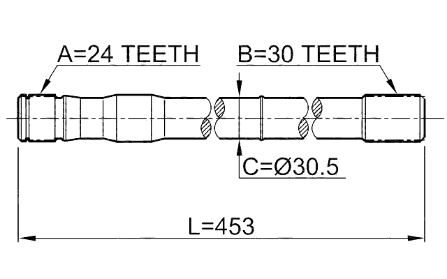 0112-LC80RH - AXLE HALF SHAFT RIGHT 30X453X24