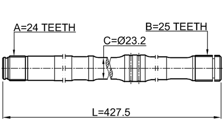0112-ZNR10LH - AXLE HALF SHAFT LEFT 24X427X25