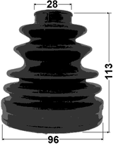 0115-KLH18 - BOOT INNER CV JOINT KIT 96X113X28