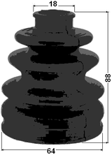 0115-MHU38R - BOOT INNER CV JOINT KIT 64X88X18