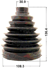 0117P-200 - BOOT OUTER CV JOINT KIT PVC 108.3X136.4X30.9