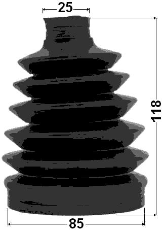 0117P-GRX125 - BOOT OUTER CV JOINT KIT PVC 85X118X25