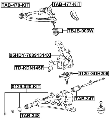 0120-GDH206 - BALL JOINT FRONT LOWER ARM