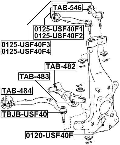 0120-USF40F - BALL JOINT FRONT STEERING KNUCKLE