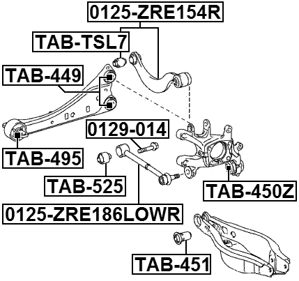 0125-ZRE186LOWR - REAR TRANSVERSE LINK WITH BALL JOINT