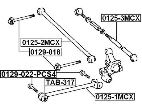 0129-022-PCS4 - SUSPENSION ARM BOLT W/ WASHER PCS4