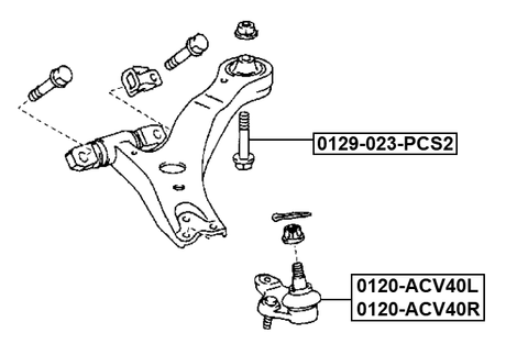 0129-023-PCS2 - SUSPENSION ARM BOLT W/ WASHER PCS 2