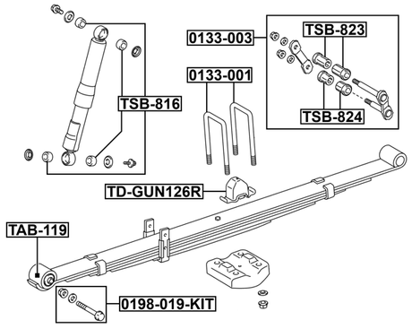0133-001 - REAR LEAF SPRING U-BOLT, REPAIRKIT