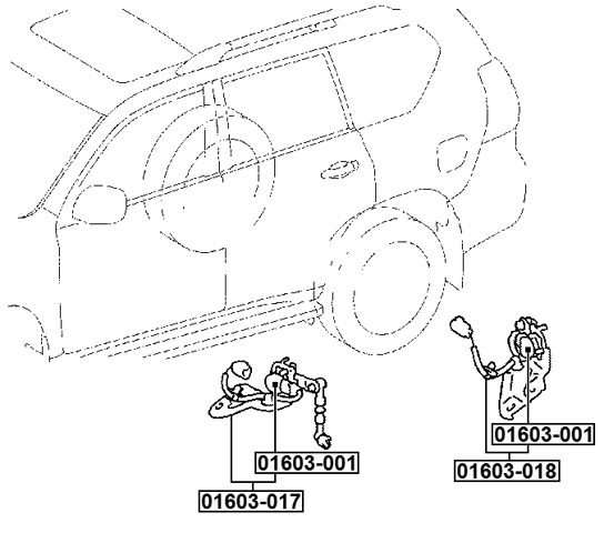 01603-017 - LEVEL SENSOR, REAR RIGHT (WITH BRACKET, WITH LINK, WITH WIRING)