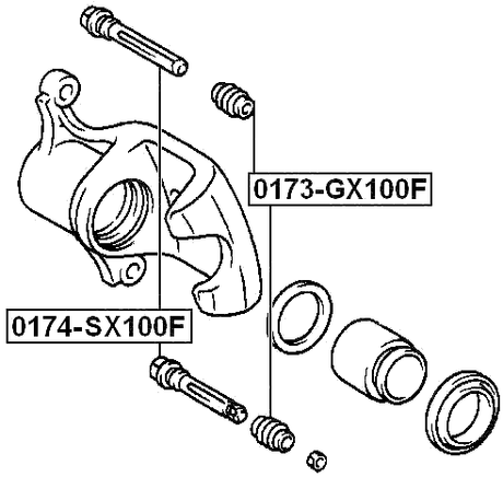 0174-GX100F - FRONT CALIPER SLIDE PIN
