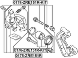 0174-ZRE151R-KIT - REAR CALIPER SLIDE PIN KIT