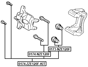 0174-ZZE120F-KIT - FRONT CALIPER SLIDE PIN KIT