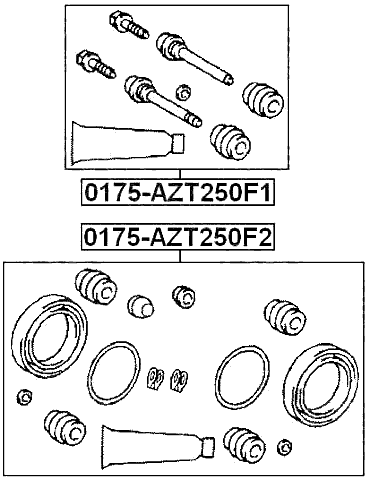 0175-AZT250F1 - FRONT CALIPER SLIDE PIN KIT (SET FOR ONE SIDE)